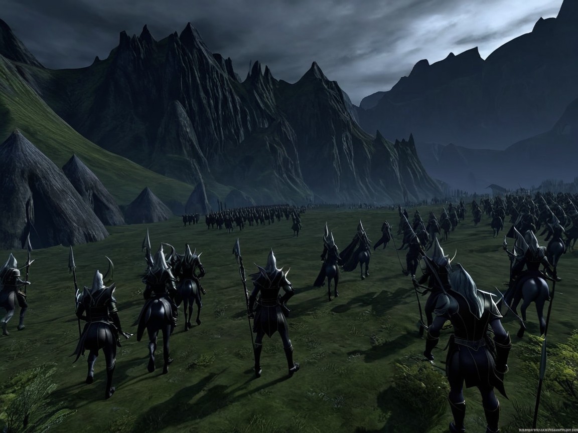 Armored Warriors on Horseback in Dramatic Landscape