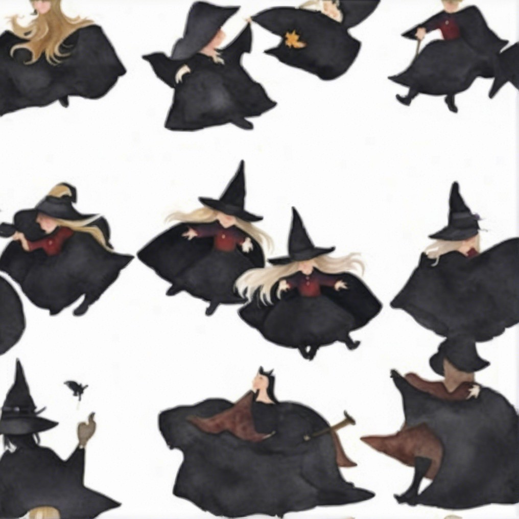 Whimsical Witches Pattern with Magical Illustrations