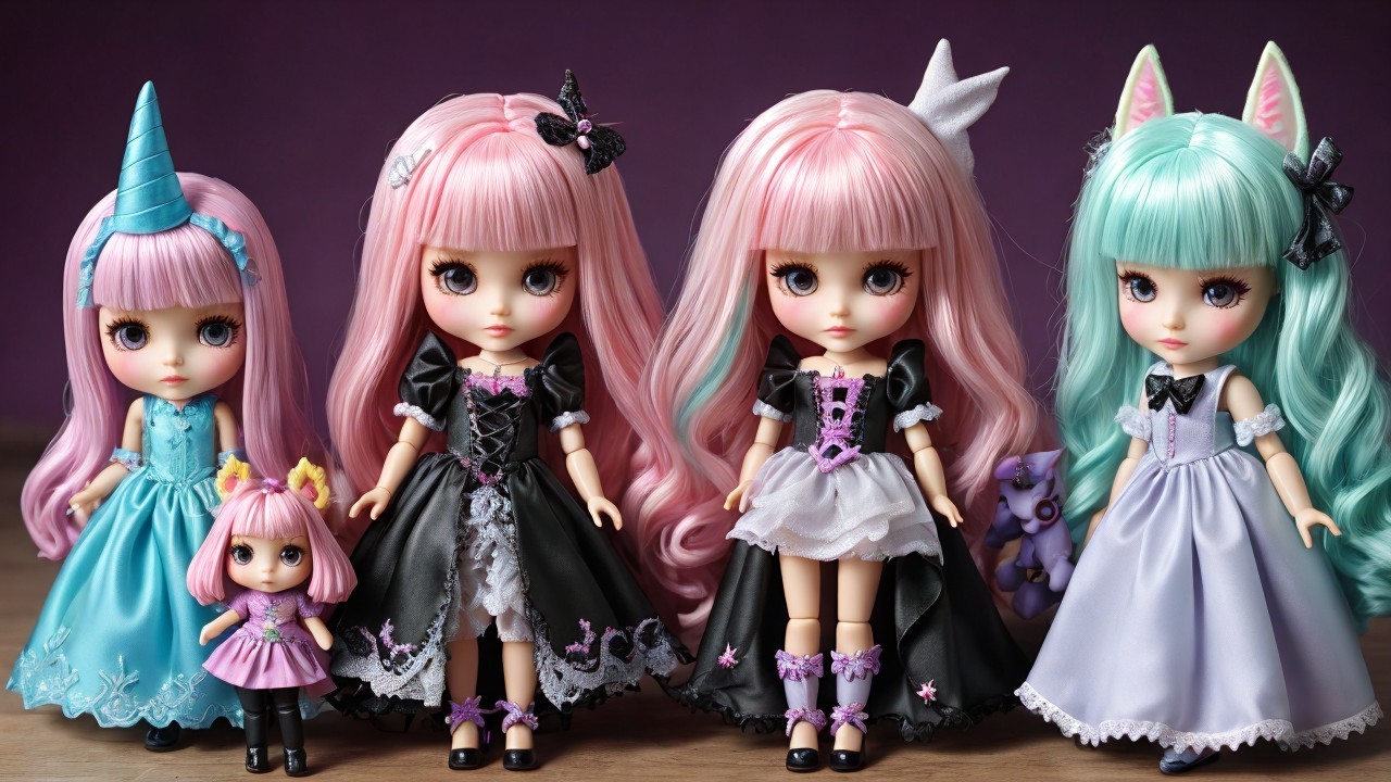 Collection of Five Whimsical Dolls with Unique Designs