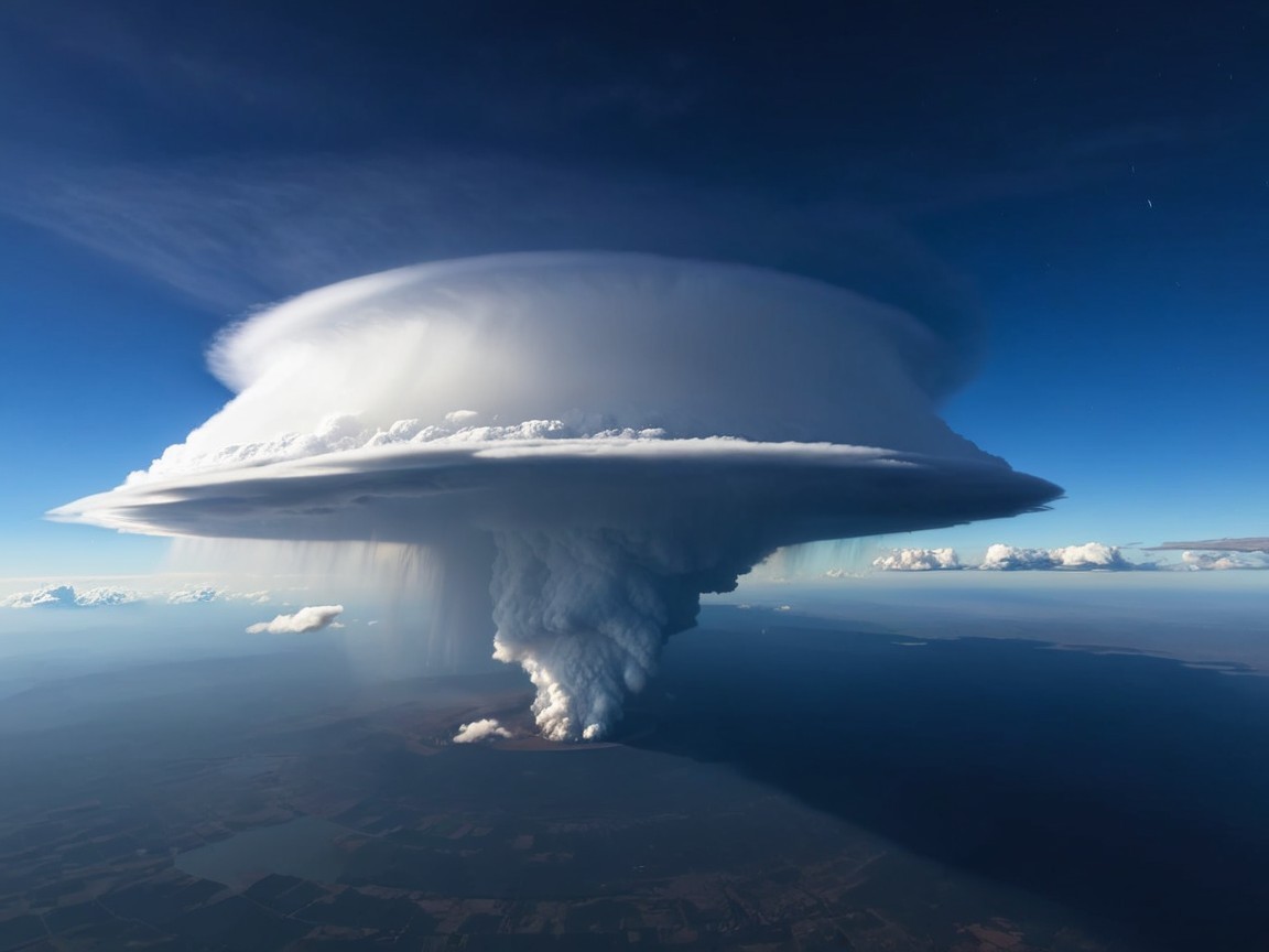 Dramatic Swirling Cloud Formation in Deep Blue Sky