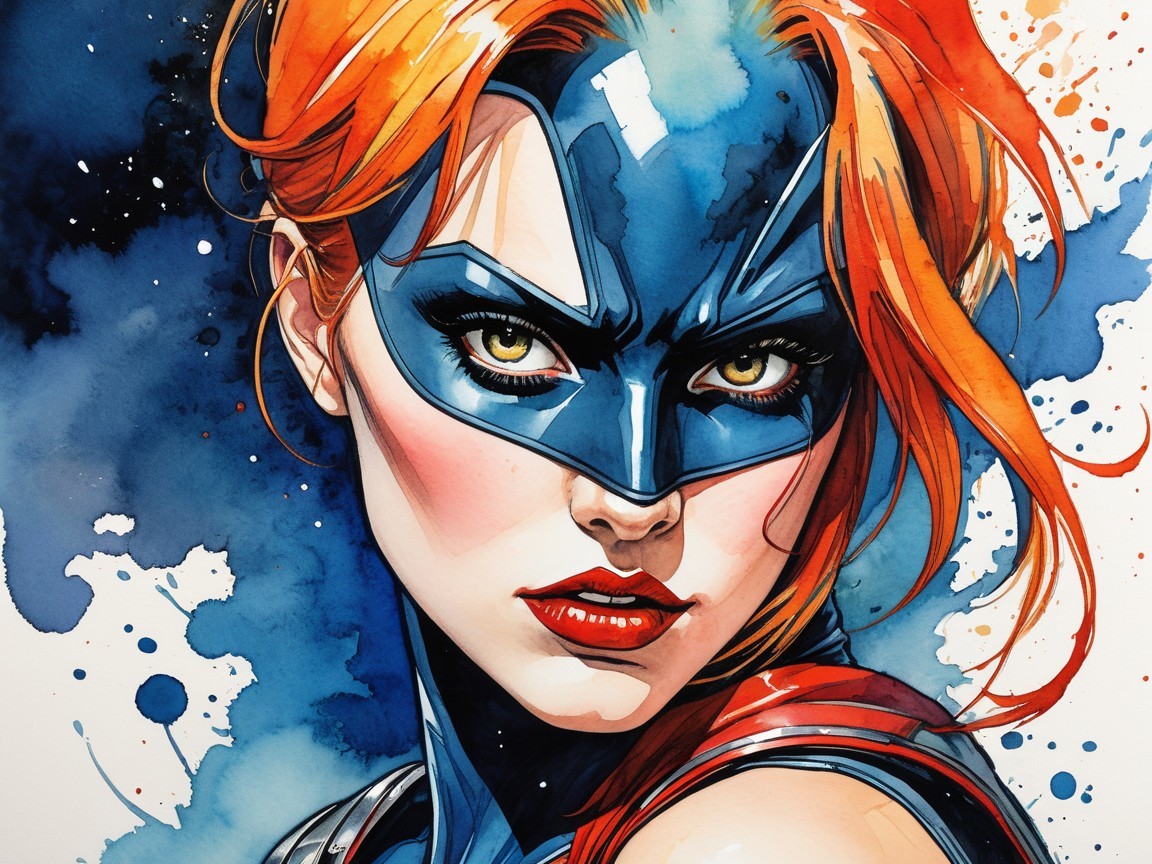 Fierce Female Superhero in Comic-Style Illustration