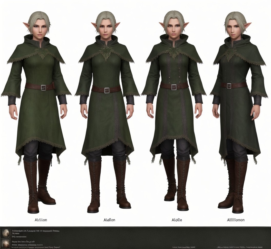 Elf Character Design with Four Appearance Variations
