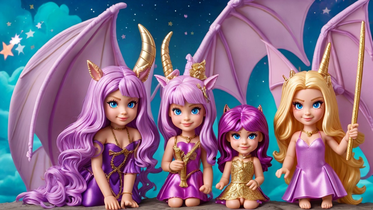 Colorful dolls with whimsical features and accessories
