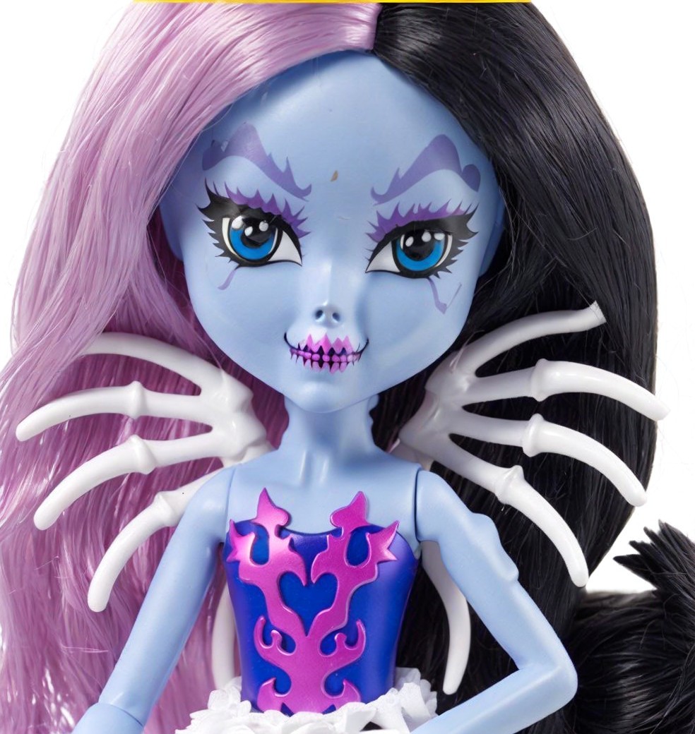 Enchanting Doll with Blue Skin and Skeletal Wings
