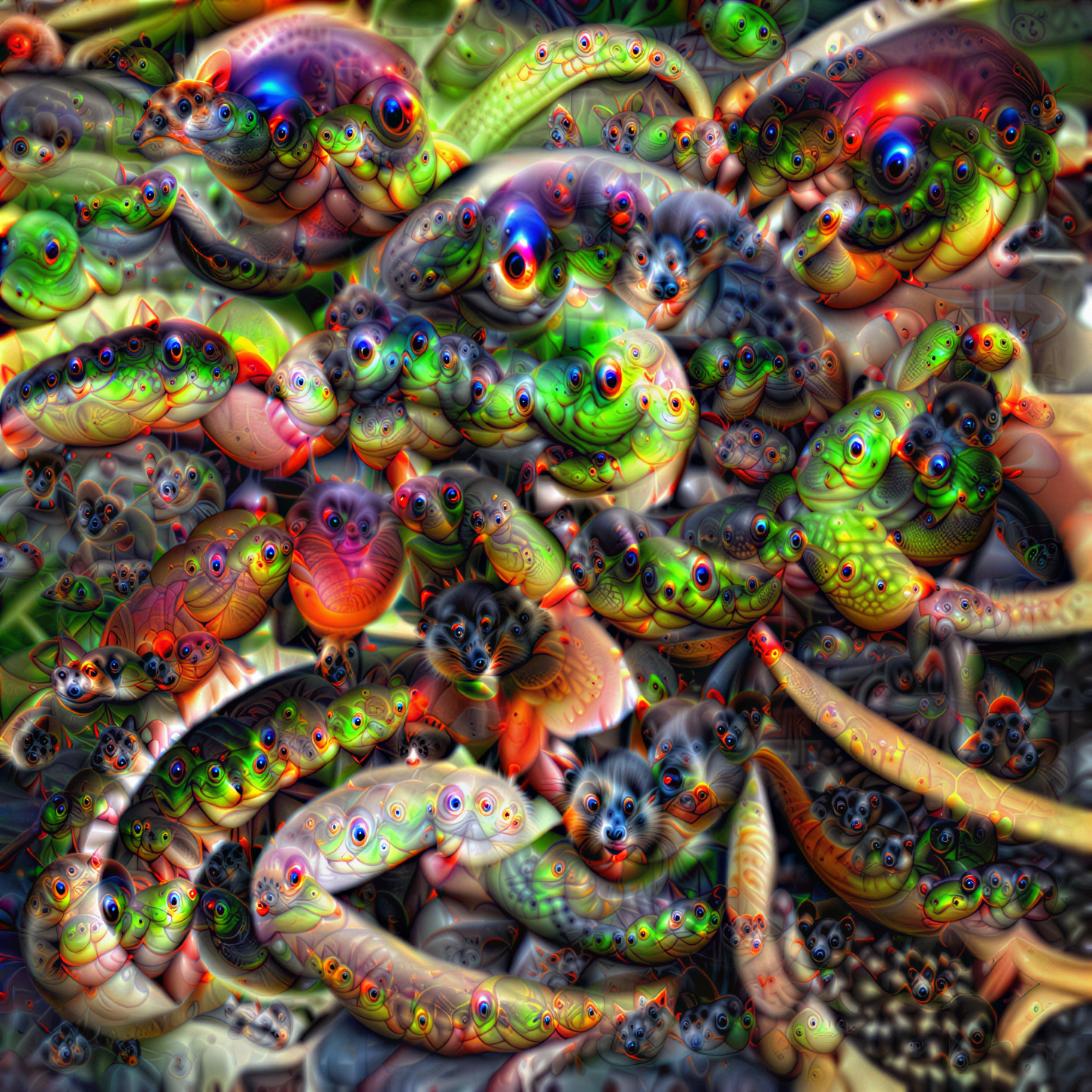 Vibrant Abstract Composition of Colorful Creatures
