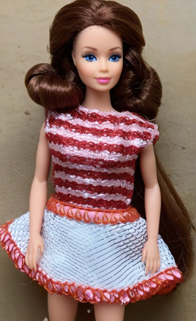 Fashion Doll with Brown Hair and Striped Outfit