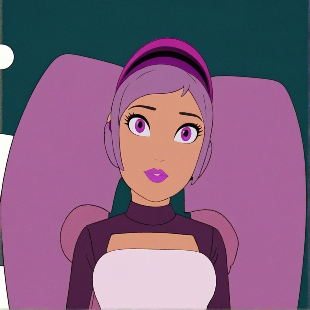 Girl with Short Purple Hair and Modern Outfit