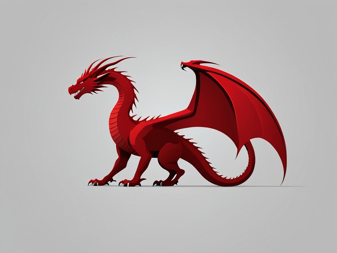 Stylized Red Dragon with Detailed Scales and Wings