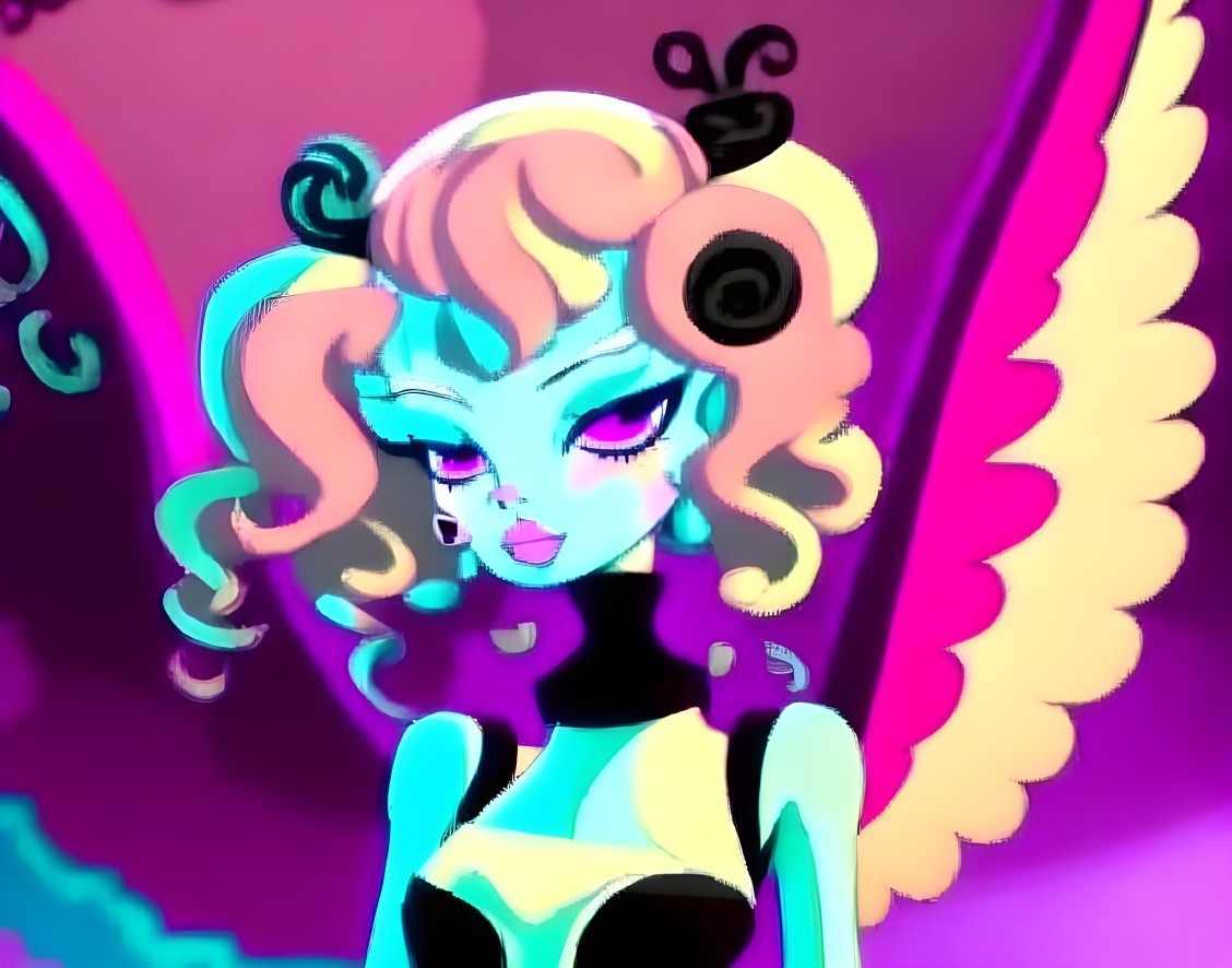 Whimsical Character with Turquoise and Pink Palette