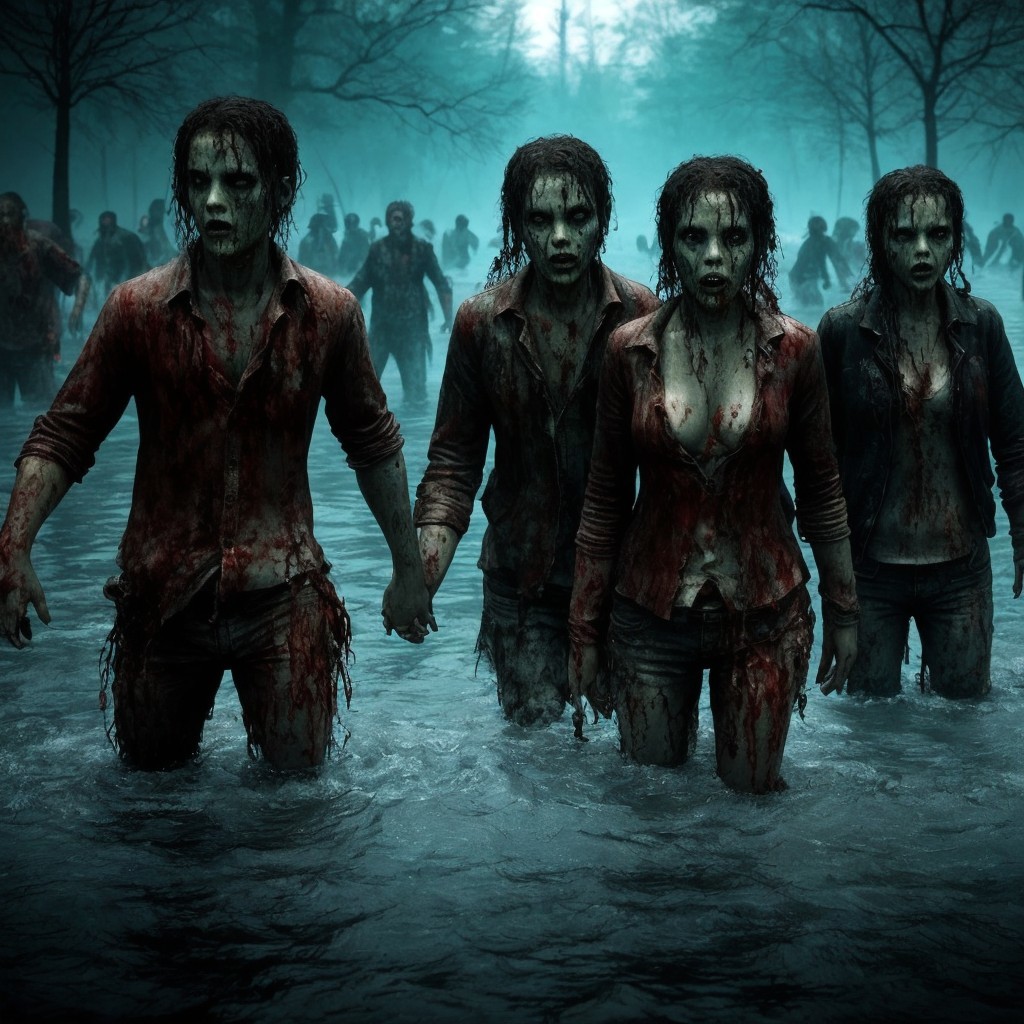 Foggy Landscape with Bloodstained Figures and Shadows