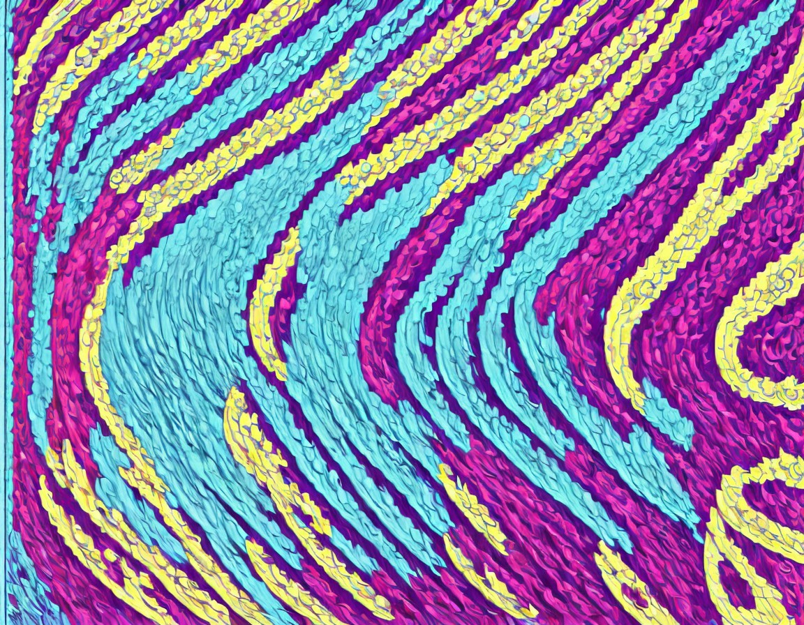 Vibrant Abstract Waves in Pink, Blue, and Yellow