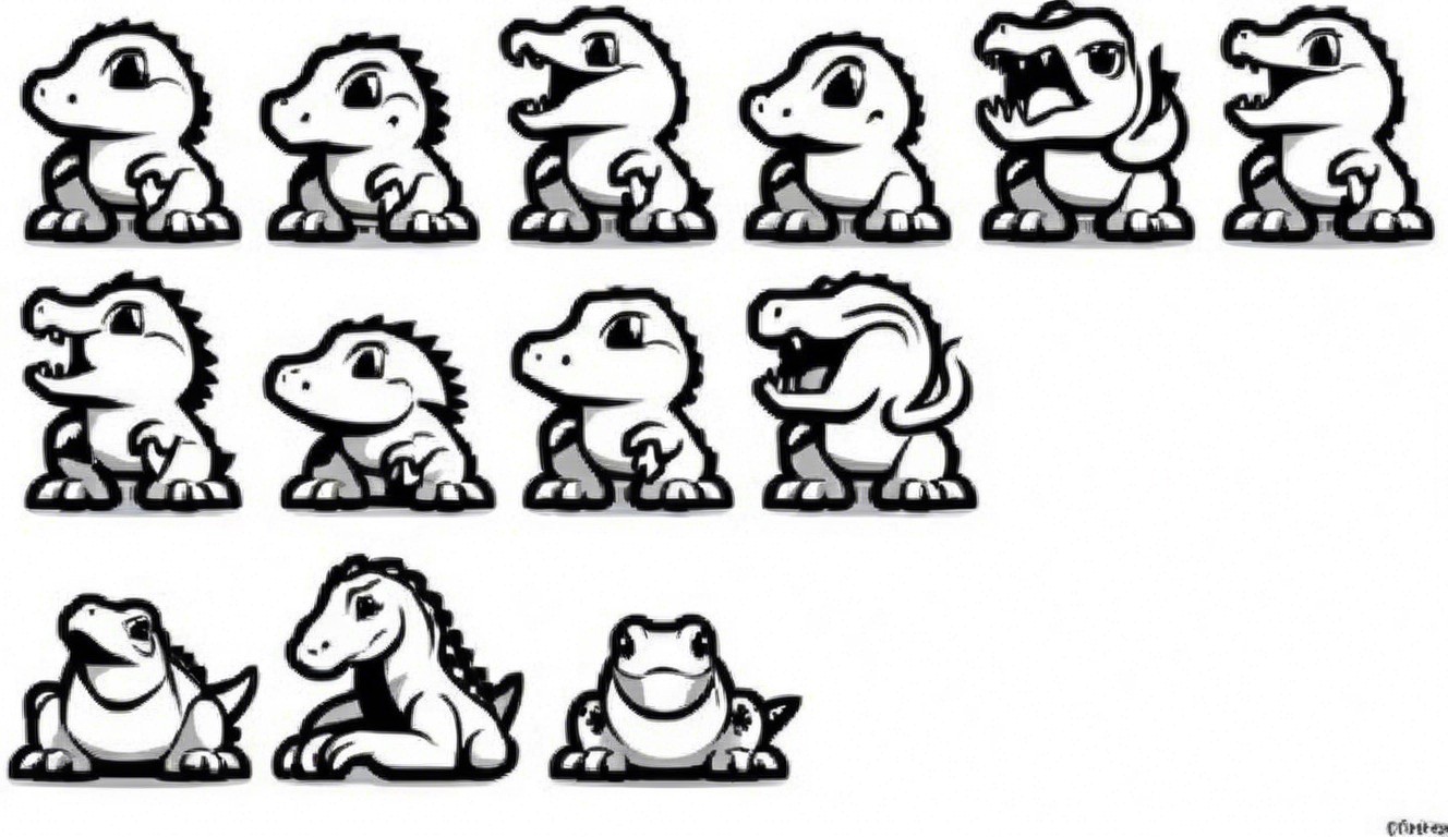 Cartoon Dinosaurs in Playful Expressions and Designs