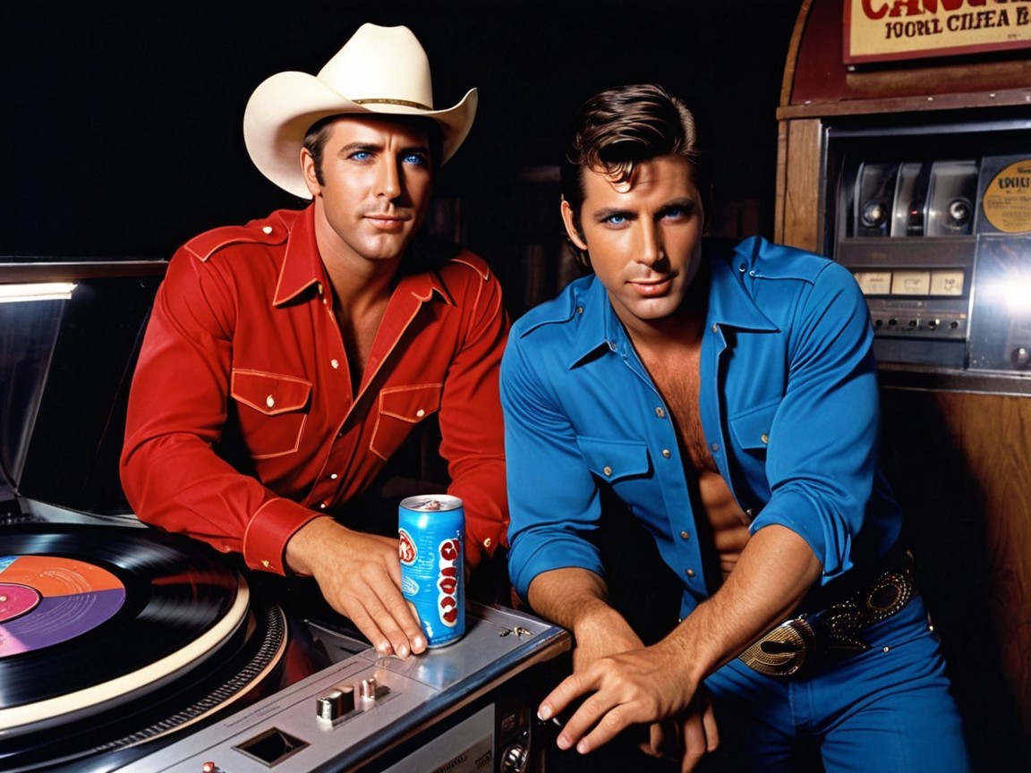 Young Men in Colorful Western Outfits by Jukebox