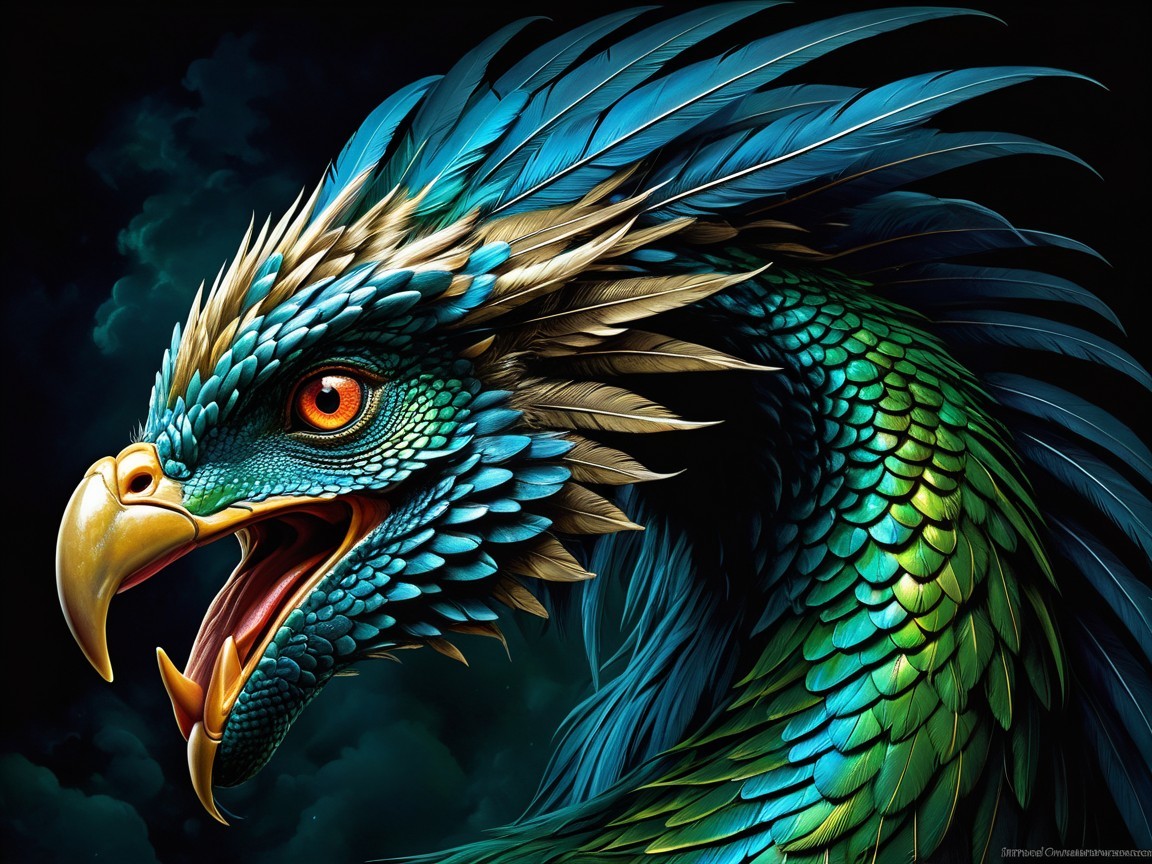 Majestic bird with vibrant blue and green feathers