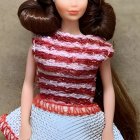 Fashion Doll with Brown Hair and Striped Outfit