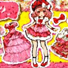 Cute anime character in frilly pink and white outfit
