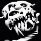 Stylized White Skull with Glossy Texture and Depth
