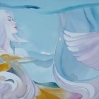 Serene Watercolor of Woman with Lavender Hair