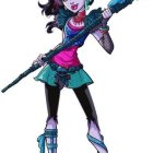 Stylized Female Skeleton Character in Colorful Outfit