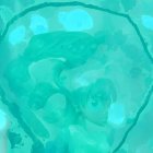 Turquoise Fantasy Character with Regal Crown and Flowing Hair