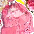 Portrait of a girl with pastel pink hair and roses