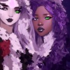 Vibrant Figures with Colorful Hairstyles and Green Eyes
