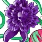 Purple Flower with Skull Center and Green Vines