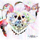 Heart-Shaped Artwork with Intricate Black Designs