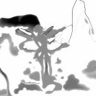 Silhouette of a fairy with wings on a white background