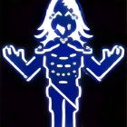 Futuristic Figure in Glowing Blue Sci-Fi Attire