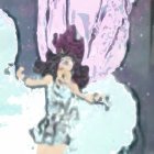 Character in Shimmering Outfit Amidst Snow and Ice