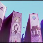 Three Colorful Banners in Outdoor Setting