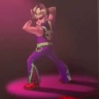 Pink-Skinned Creature on Stage with Dark Background