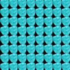 Grid of 64 Turquoise Plastic Skulls in Uniform Pattern