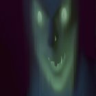 Sinister ghost figure with glowing eyes in dark setting