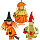 Handcrafted Fall-Themed Dolls with Unique Costumes