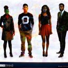 Stylish Group of Four Individuals in Coordinated Poses