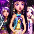 Vibrant Digital Artwork of Four Stylish Characters