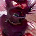 Fantastical creature with dark body and turquoise eyes