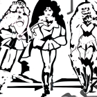 Three Female Superheroes in Bold Black-and-White Art