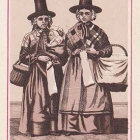 Historical Costumes of Two Women in Architectural Setting