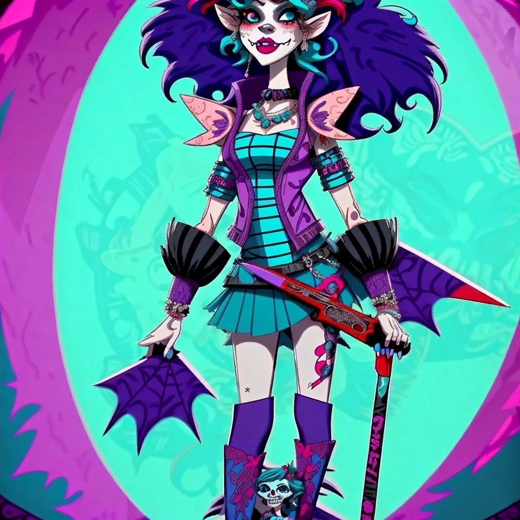 Colorful Edgy Character with Bold Style and Accessories