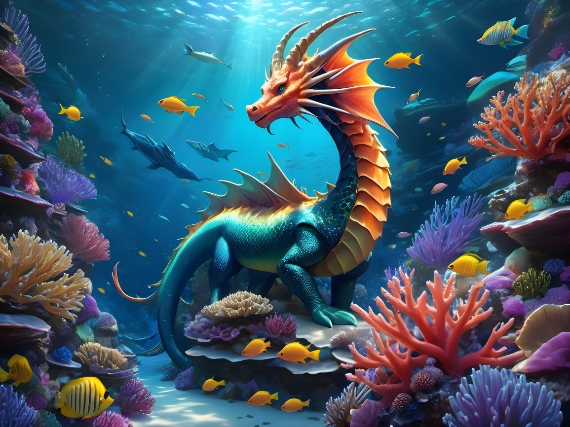 Majestic sea dragon in vibrant underwater setting