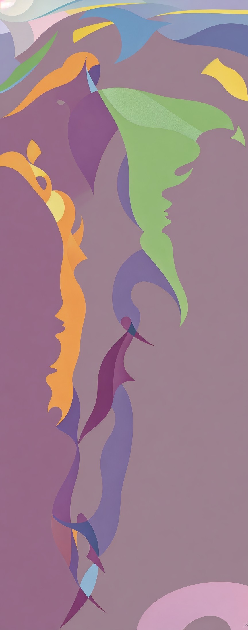 Abstract Composition of Colorful Human Profiles