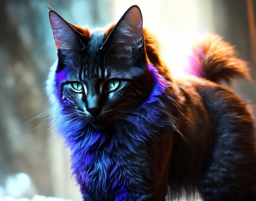 Beautiful Cat with Dark Coat and Green Eyes