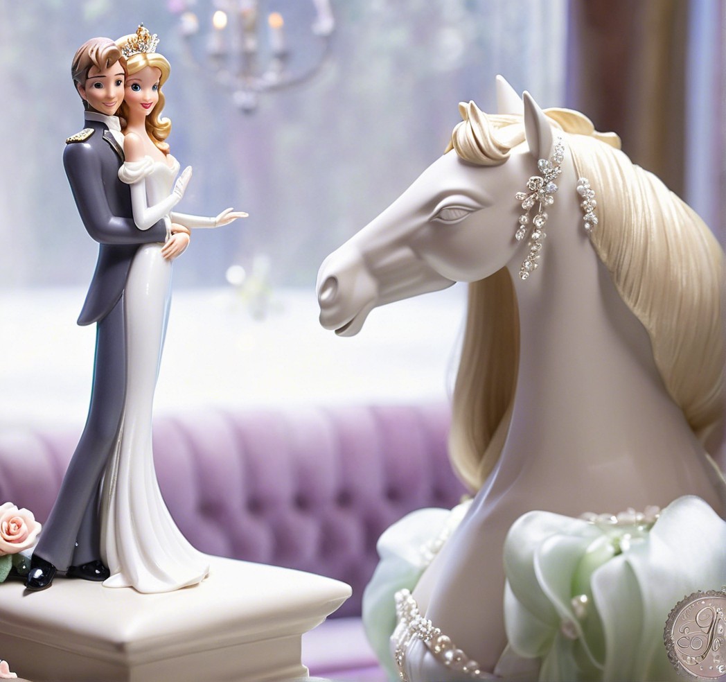 Elegant Prince and Princess Figurine with Horse Decor