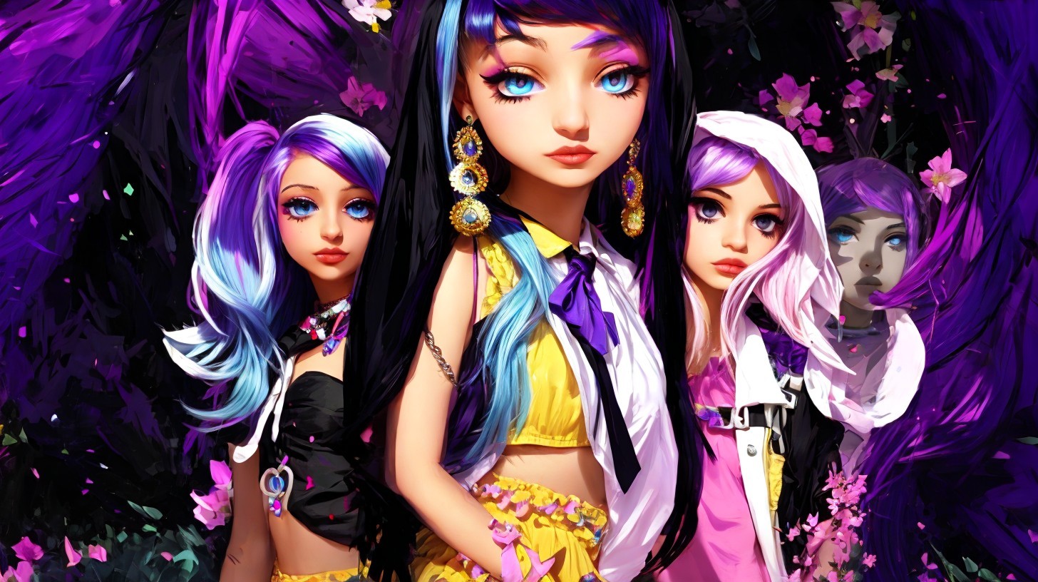 Manga-Inspired Characters with Vibrant Hairstyles
