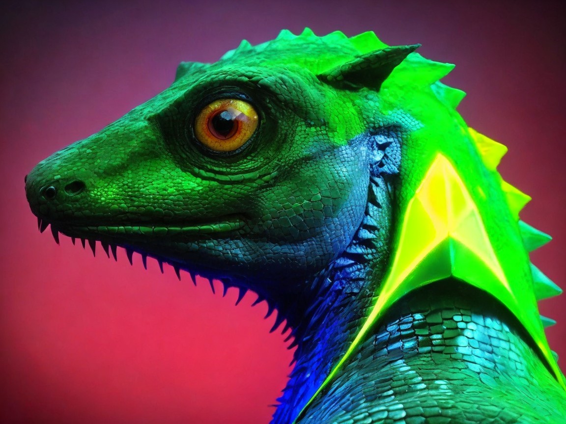 Stylized Reptilian Creature with Vibrant Colors