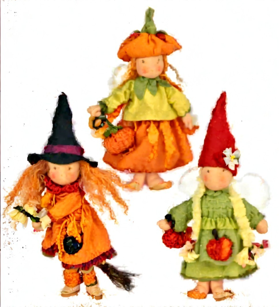 Handcrafted Fall-Themed Dolls with Unique Costumes
