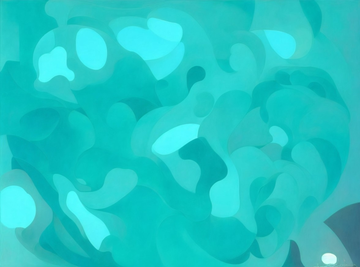 Abstract Composition in Teal and Turquoise Shades